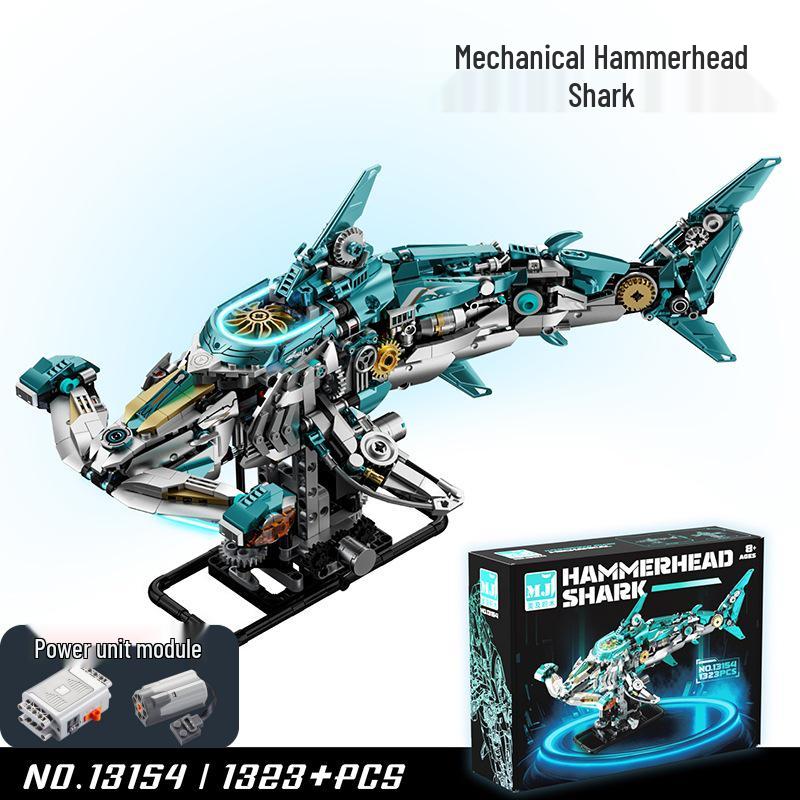 Lego-Compatible Electric Mechanical Whale Building Kit - Challenging DIY Animal Model Toy for Boys