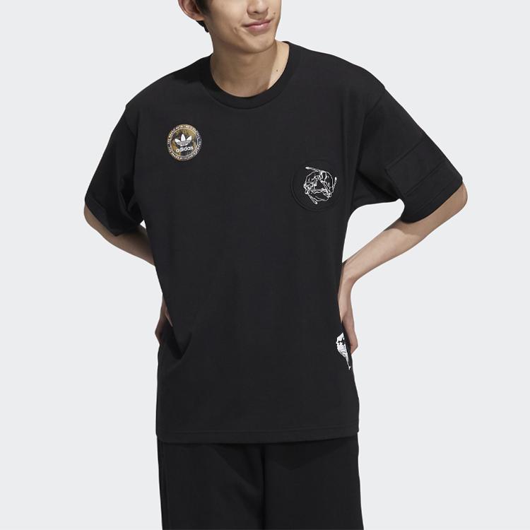 Adidas Originals Trefoil Logo Crew Neck T-Shirt Men Tops Black HA1495