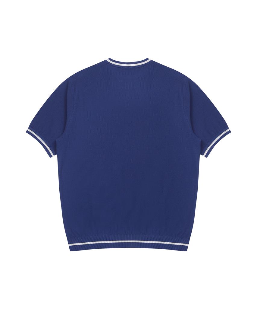 SOLEW Round Neck Short Sleeve Knit_Navy