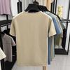 Men's Summer Crew Neck Solid Color Casual Short Sleeve T-shirt, Versatile Korean V-neck Style