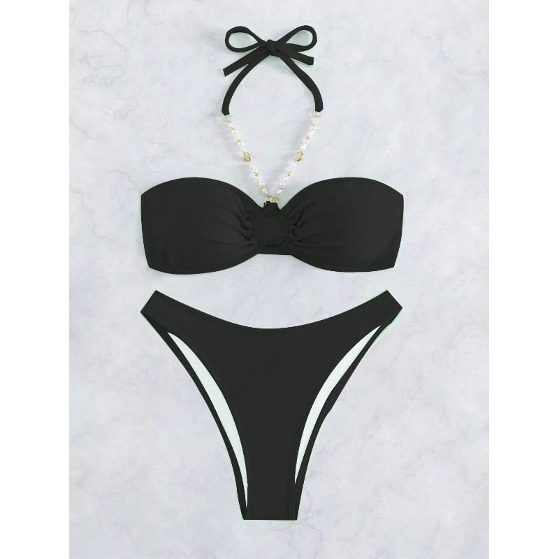 Nuova Moda Hottie Bikini Europeo e Americano Costume da Bagno Sexy con Scollo Spaccato Costume da Bagno Monocolore da Donna