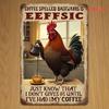 [2D Flat] 1pc Inverted Spelling Is Coffee" Wall Hanging Decor - Rustic Iron Poster with Rooster Design, Ideal for Home Bar Decor