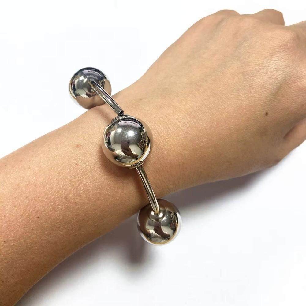 Large Coarse Ball Bead Bracelet 20mm Beaded Link Chain New Stackable Bracelet  Women's Accessories