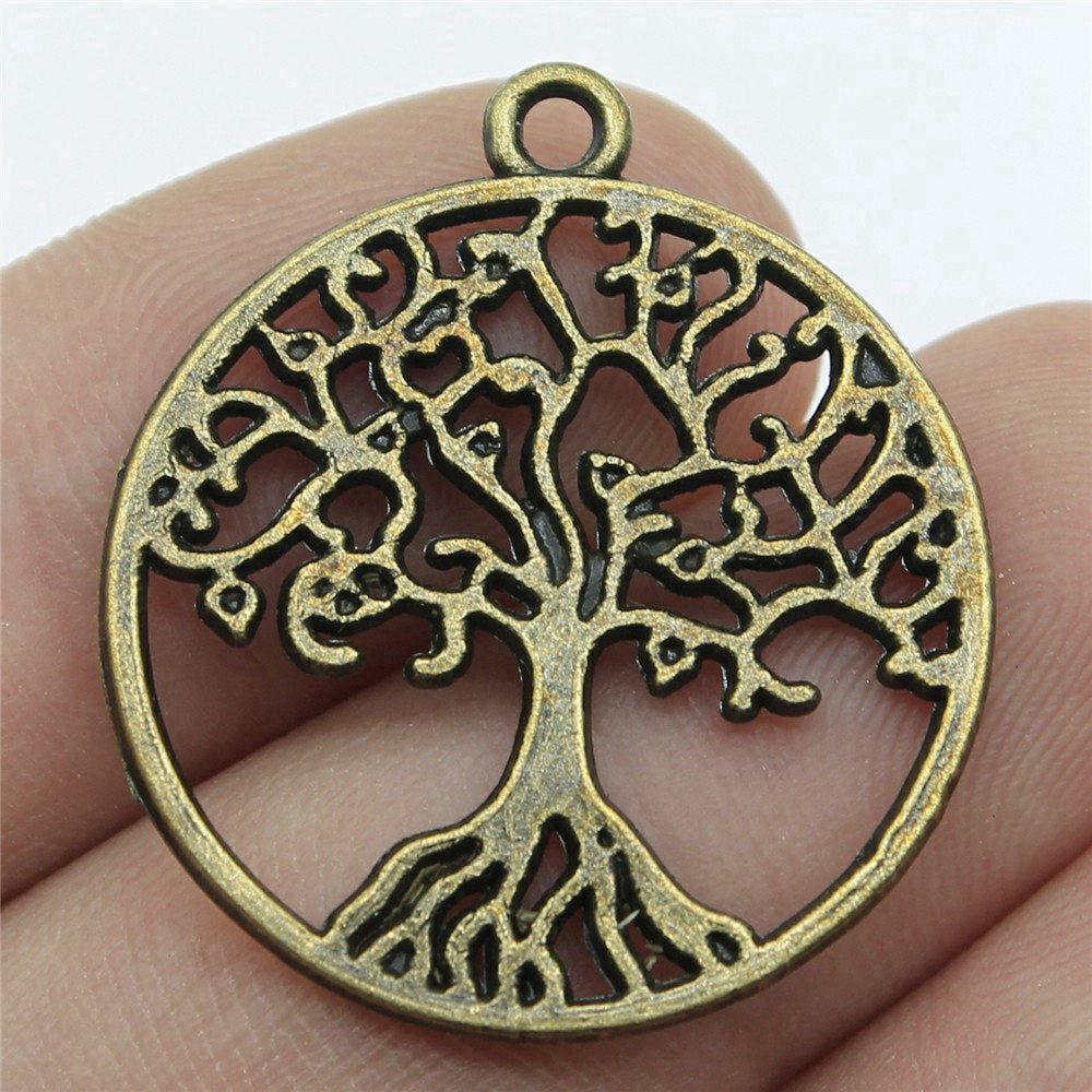 Charms Round Tree Of Life Pendants Vintage Jewelry Supplies QC109