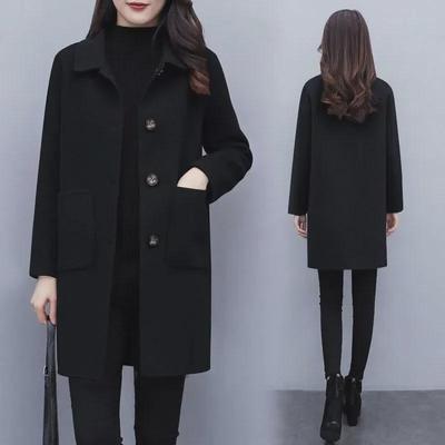 "2022 Korean Style Women's Mid-Length Wool Coat: Loose, Slimming, and Age-Reducing for Autumn and Winter"