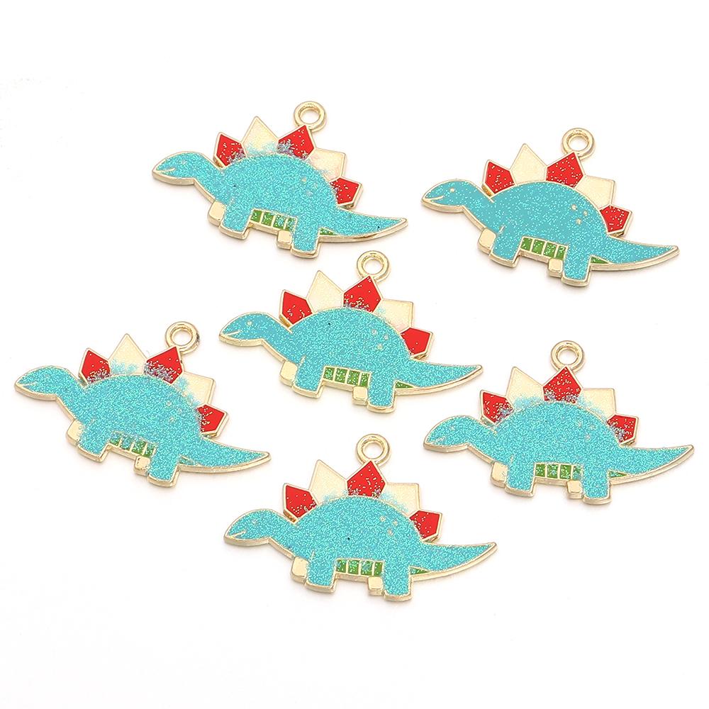 6pcs/lot Alloy Enamel Dinosaur Charms Colorful Cute Animal Charms Pendants For DIY Jewelry Making Necklace Keychain Accessories