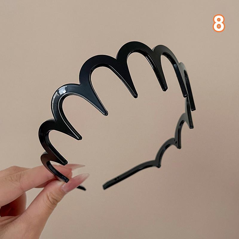 Elegant Solid Color Wave Hairbands For Women Trendy Toothed Non-Slip Hair Combs Hair Accessories Girl Face Wash Sports Headbands