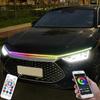 WINDOWS APP Zdalne dynamiczne oświetlenie maski samochodu RGB Pasek świetlny LED Kolorowy płynący reflektor Dekoracyjna atmosfera Światła do jazdy dziennej