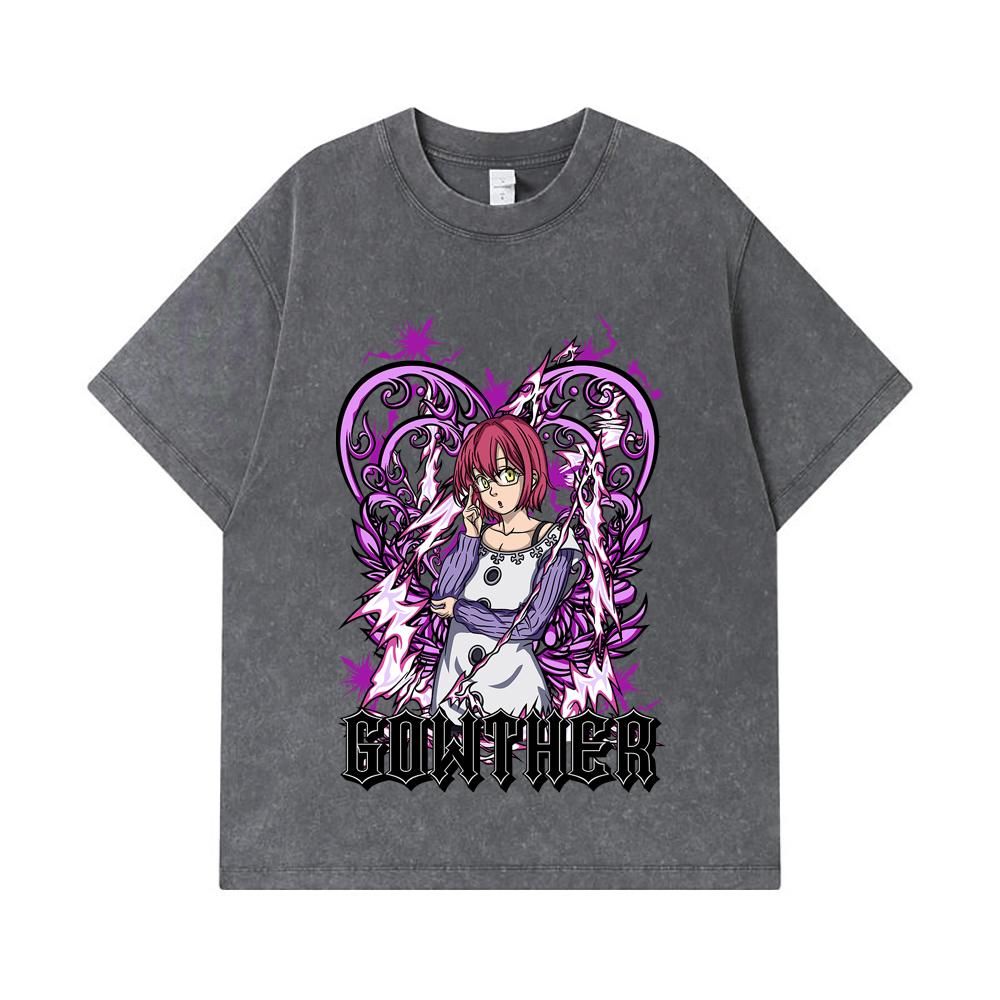 275 GSM Washed T-shirts 100% Cotton Seven Deadly Sins V5 Gowther Print Unisex Heavy Cotton T Shirt