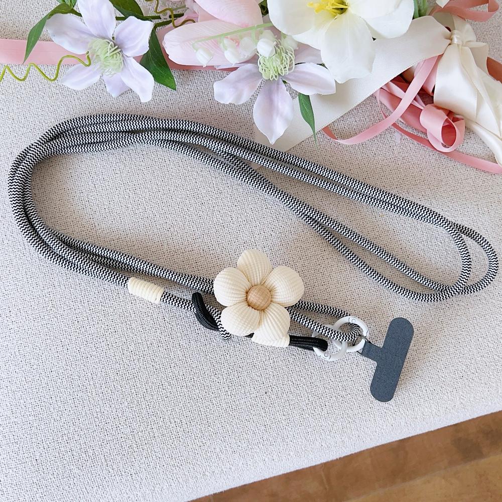 

Korea Universal Braided Mobile Phone Lanyard Strap Flower Hanging Chain Ring Cord with Patch Wrist Strap Cell Phone Detachable