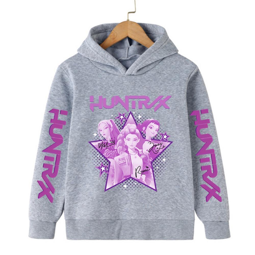 Korean-style Kids Fashion Hoodie Kpop Demon Hunter Fleece Sweatshirt Cute Harajuku-style Girls Fall/Winter Pullover