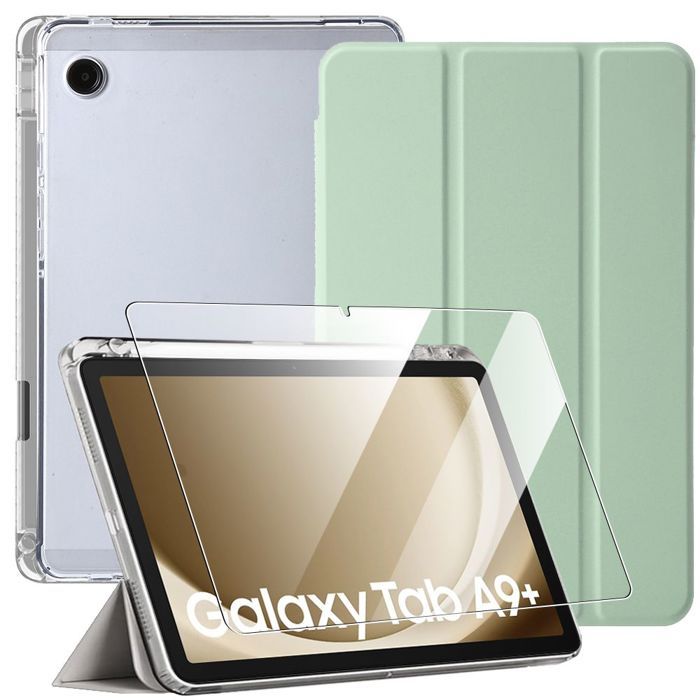 Coque + Verre Trempé - BOOLING - Samsung Galaxy Tab A9 Plus - Antichoc - Vert - Porte-Stylet
