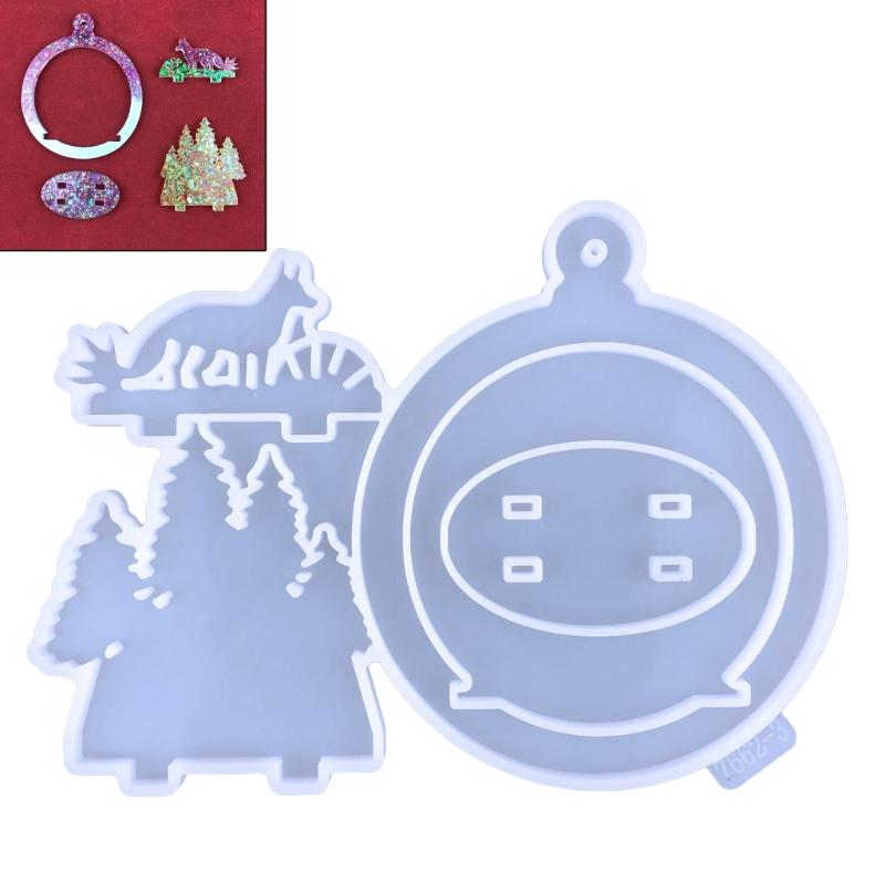 Рождественский кулон Декорация Силиконовая форма DIY Рождественский Олень Трехмерная Круглая Форма из Эпоксидной Смолы для Украшения Вечеринки