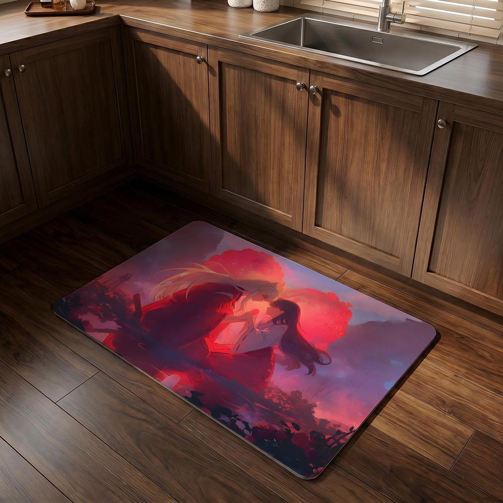 I-Inuyashas Anime Floor Mat Diatomite Bath Mat Super Absorbent Non-slip Easy To Clean Suitable For Bathroom Kitchen