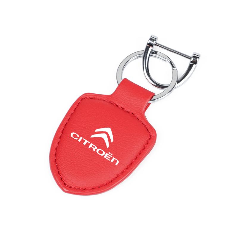 

Leather Car Emblem Pendant Keychain Key Ring Accessories For Citroen C3 C5 C5X C4 e-C4 X e-C3 C-Elysee Berlingo C1 C-Crosser C6 красный
