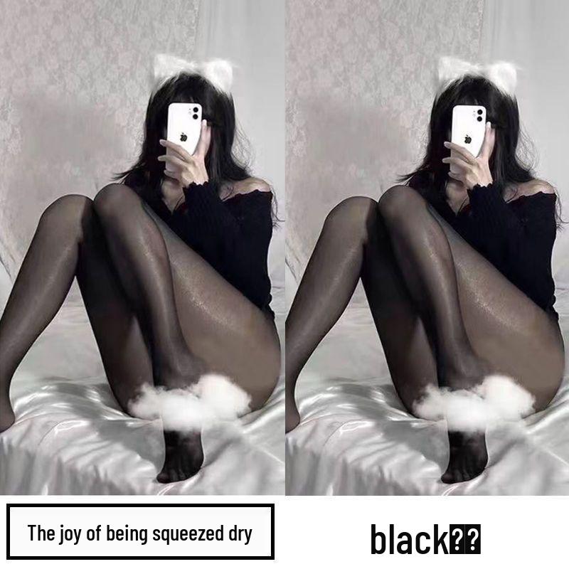 Perleťové dámské punčochy - Lesklé černé a bílé hedvábné, Ultratenké, Zeštíhlující, Šedé punčochové kalhoty pro vylepšení pokožky na léto.