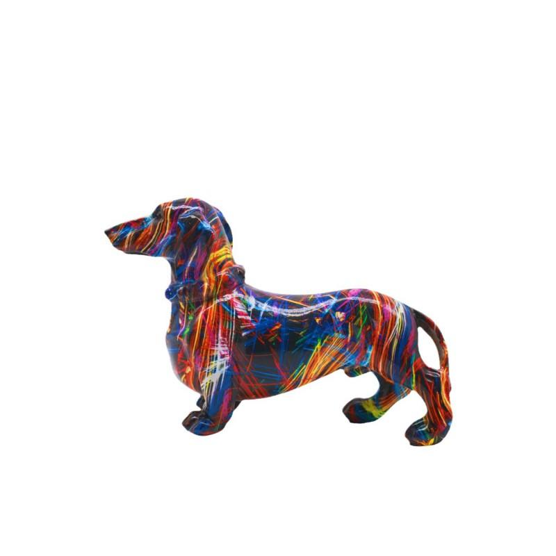 Colorful Dachshund Figurine Decorative Ornament Home Office Desk Cabinet Display European Style Resin Craft Gift