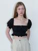 KINDABABY Crop Smock Shirring Blouse - Black
