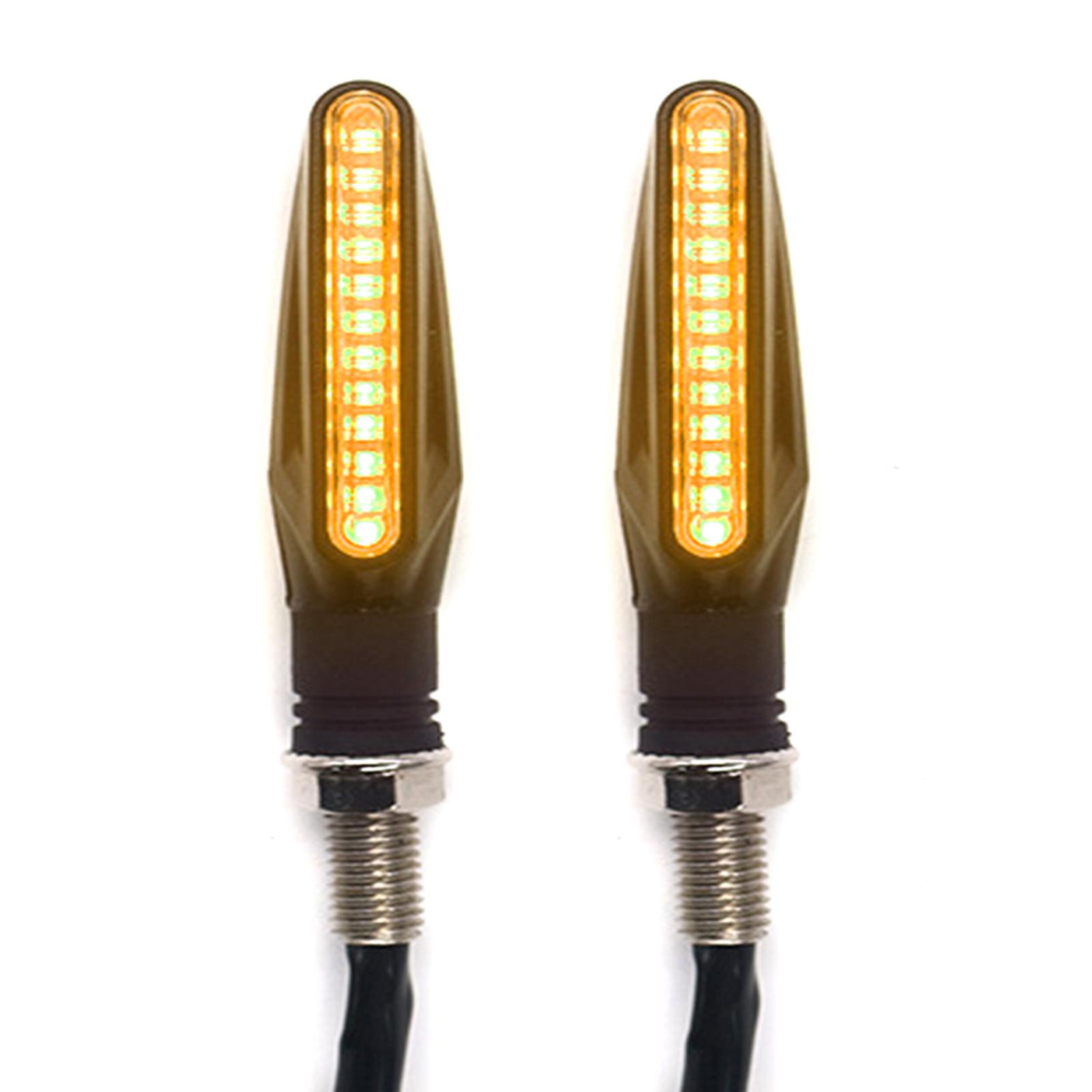 

2шт мотоциклетные светодиодные указатели поворота, универсальные индикаторы эффекта бега, стиль проточной воды жёлтый