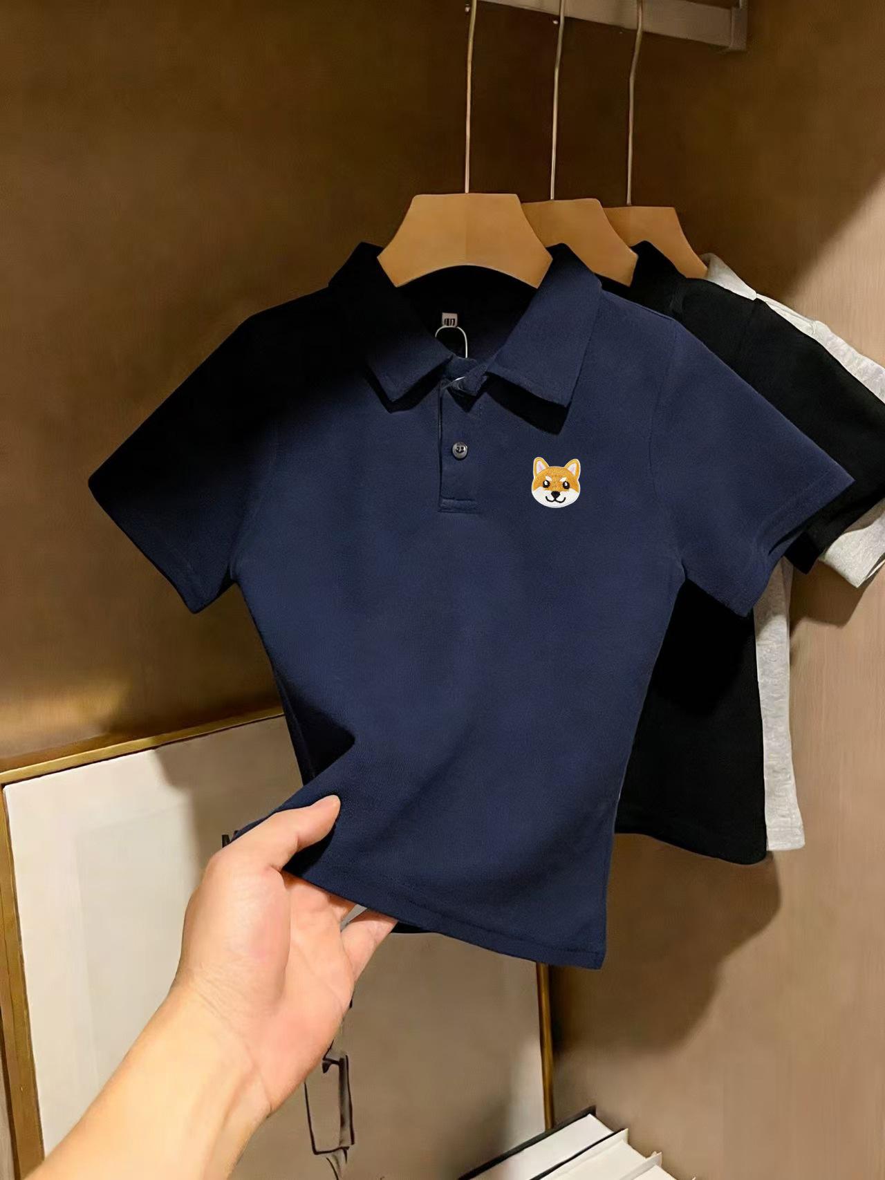 Boys Summer Cotton Cartoon Polo Shirt Short Sleeve T-Shirt Kids Collar Top 90