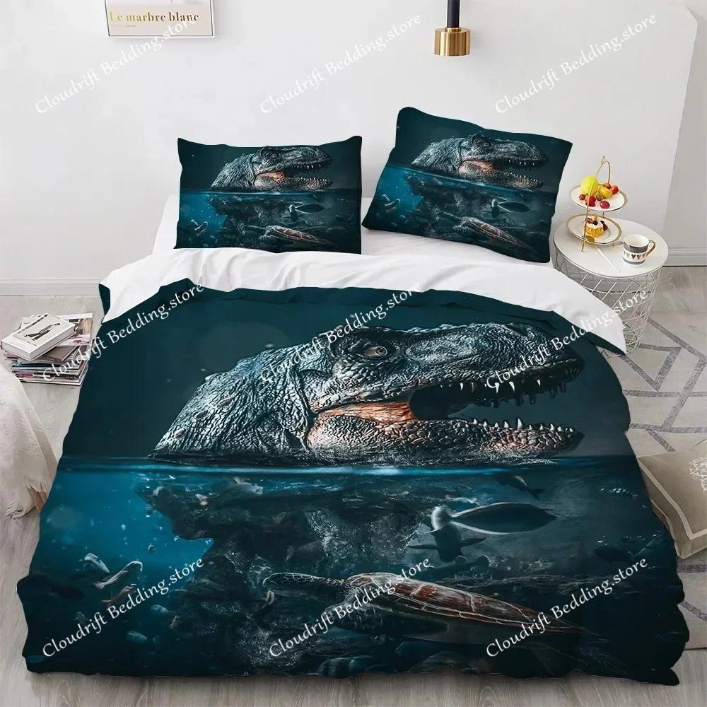 Dinosaur Duvet Cover Set for Kids Boys Girls Polyester King Queen Size Bedding Set Cartoon Wild Animals Comforter Quilt Cover