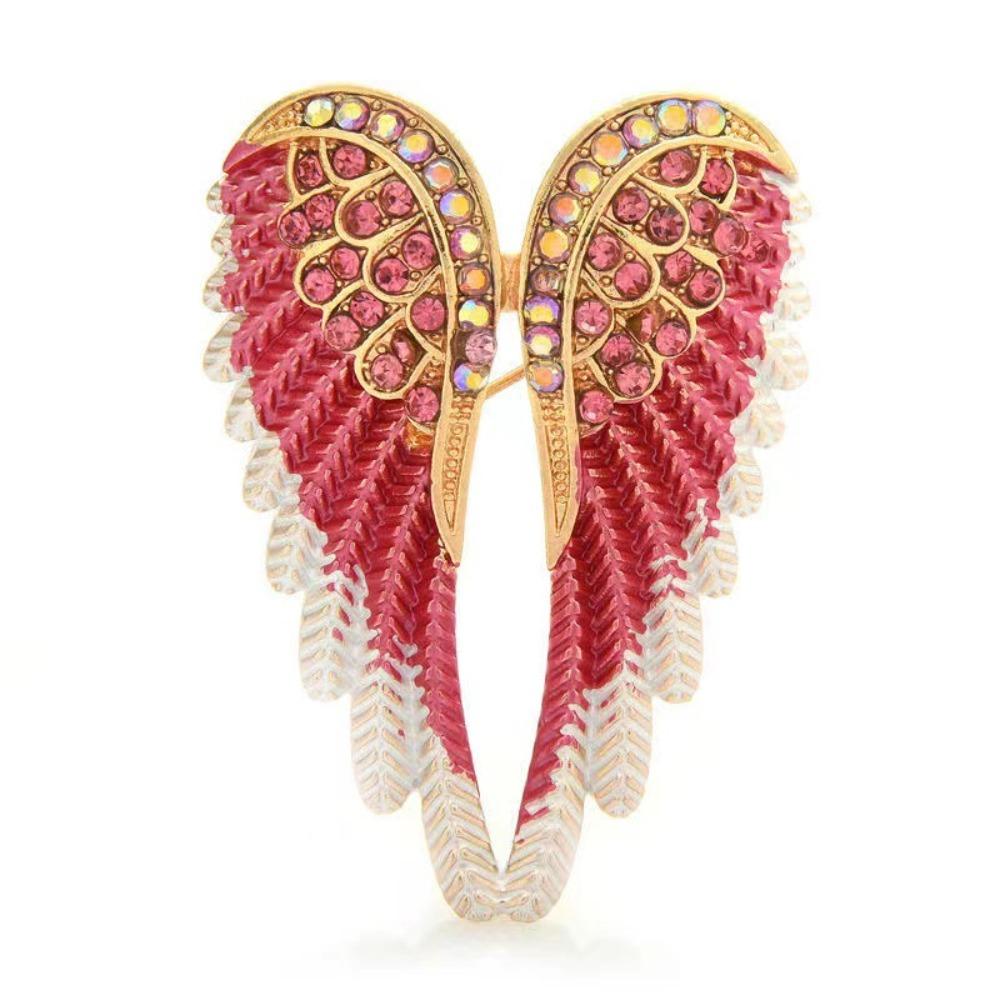 Hand-Made Enamel Brooch Pin Sparkling Rhinestone Lapel Pin Brooch New Angel Wings Brooch Women