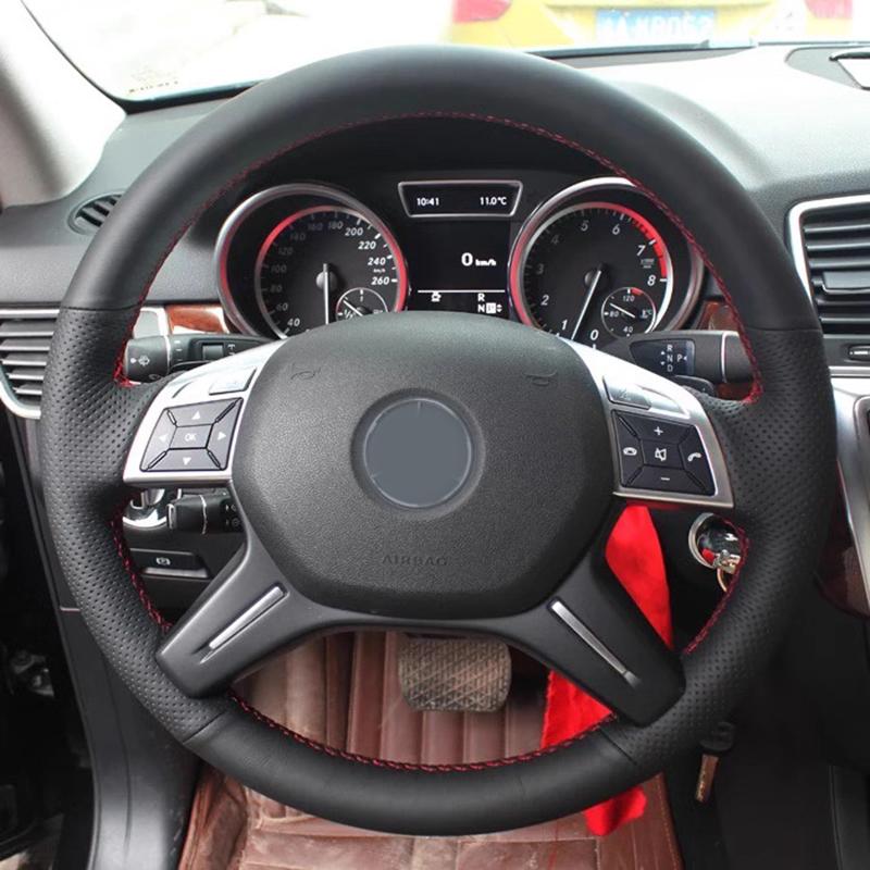 Braids For Mercedes Benz C GL G M Class W204 W463 X166 W166 2011-2015 Car Inner Steering Wheel Cover Microfiber Leather Trim