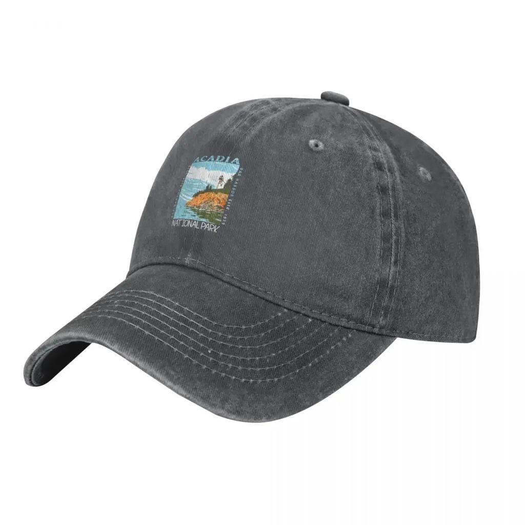 Acadia National Park Bar Harbor Lighthouse Maine Distressed Baseball Cap Ball Cap sailor cap for Unisex Unisexs Tennis Womens