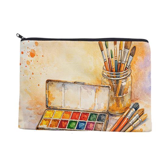 xiaobudian Canvas Storage Bag, with Smooth Zipper, Large Capacity Portable Makeup Pouch, Toiletry Organizer for Stationery And Cosmetics