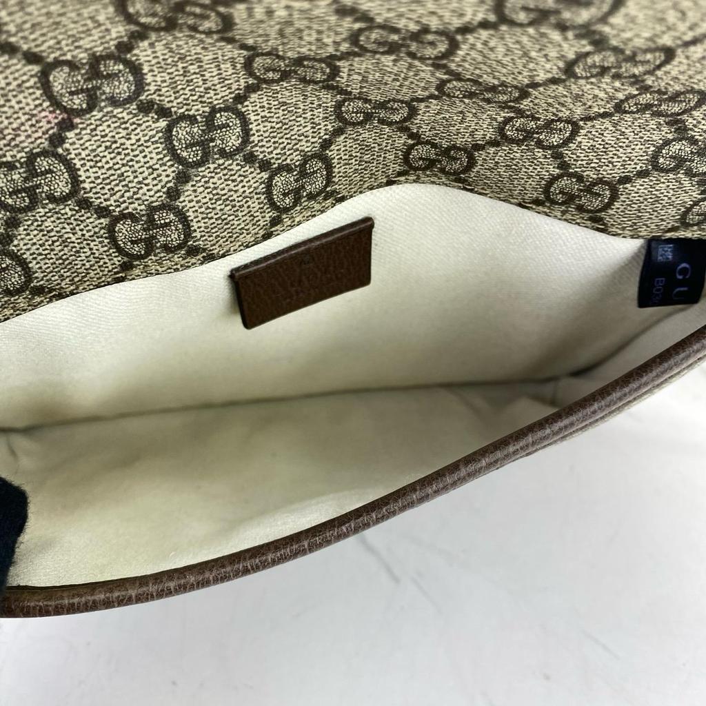 [Pre-Owned] Neo Vintage Series Gold Foil Logo Monogram Tiger Head Decorative Striped Shoulder Strap Canvas And Leather Messenger B - Excellent #7MEK5G
