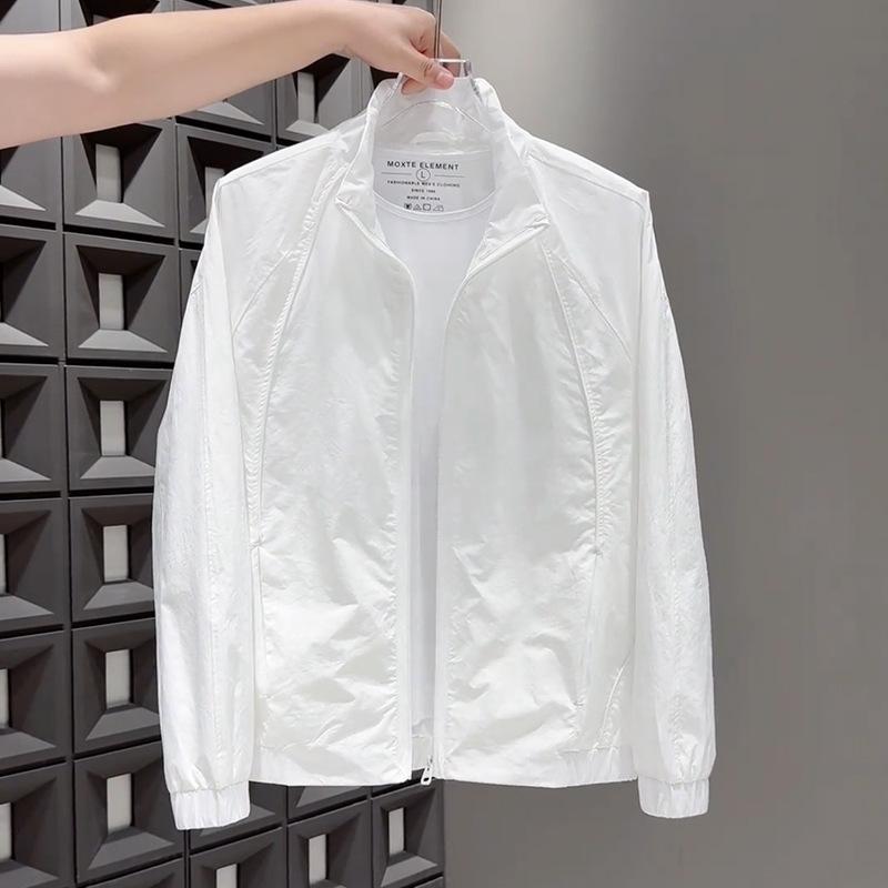 

Куртка с воротником-стойкой Мужская Весенне-осенняя Тонкая Простая Повседневная Модная Брендовая Модная Высококлассное Пальто L белый