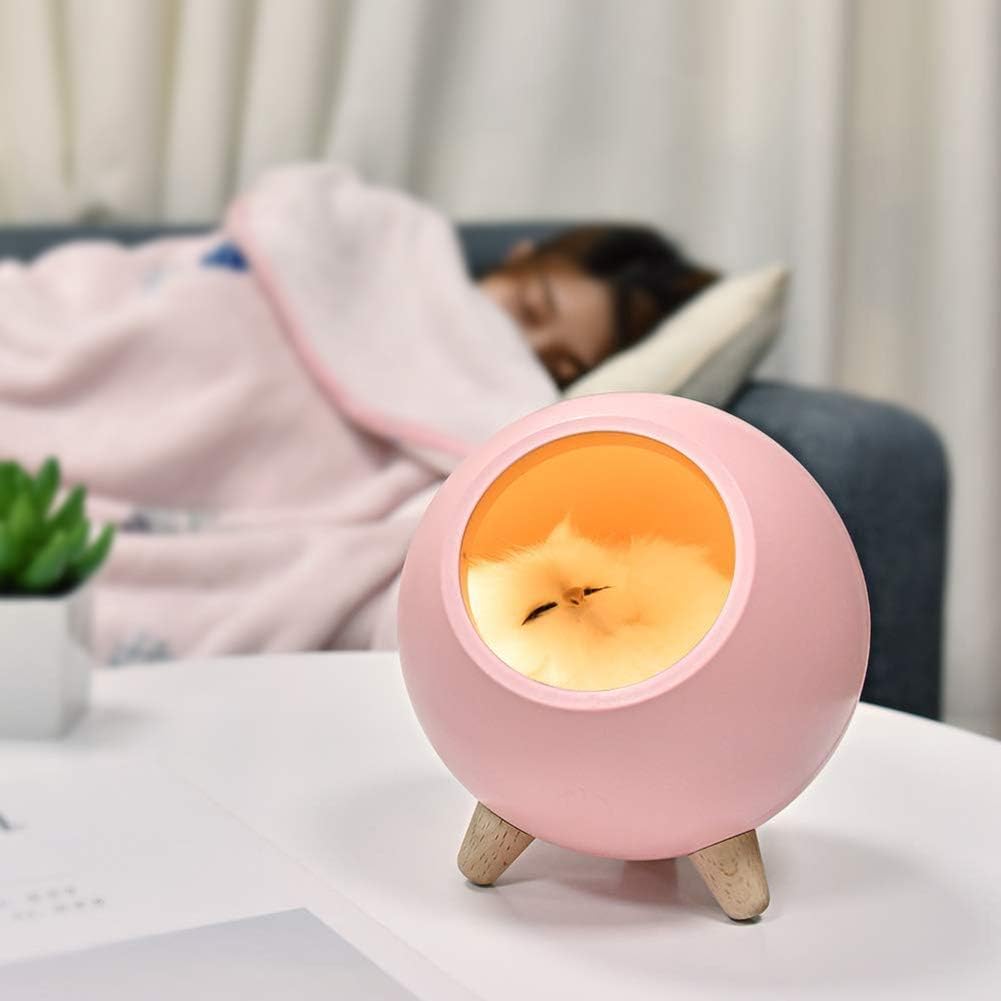 DesirePath Kids Cat Night Light Stepless Dimming Touch Control Cute Little Pet House Atmosphere Light Sleeping Lamp for Bedroom Table Nursery Baby
