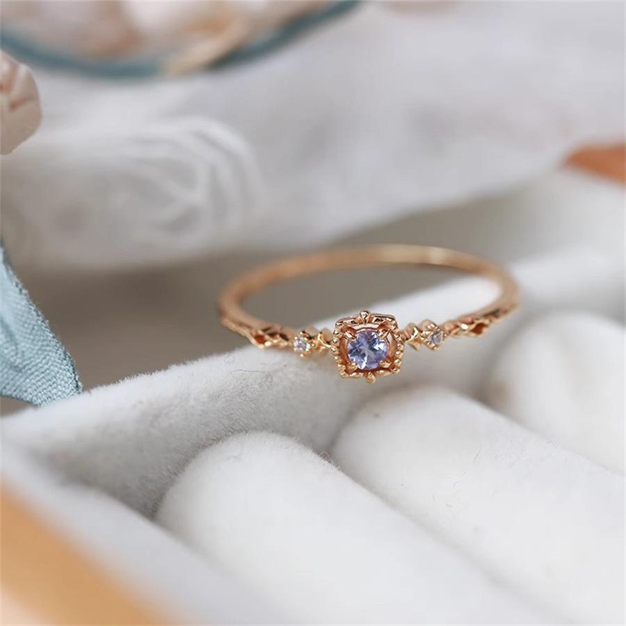 Mysterious Treasure Box Dream Purple Zircon Open Ring Light Luxury Slender Ring New