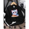 European sizes Girls' Crewneck Sweatshirt Cute Kitten Sand Castle Seashells Beach, Soft Comfy Sportswear for Children & Teens