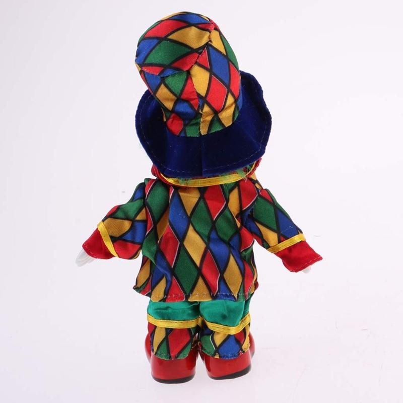 Porcelain Clown Figurine Doll Circus Entertainer Sculpture With Colorful Costume Great For Home Office Shelf Display