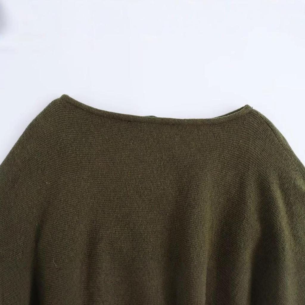 Autumn 2024 Women's European & American Cape-Style Loose Long-Sleeve Knitted Sweater
