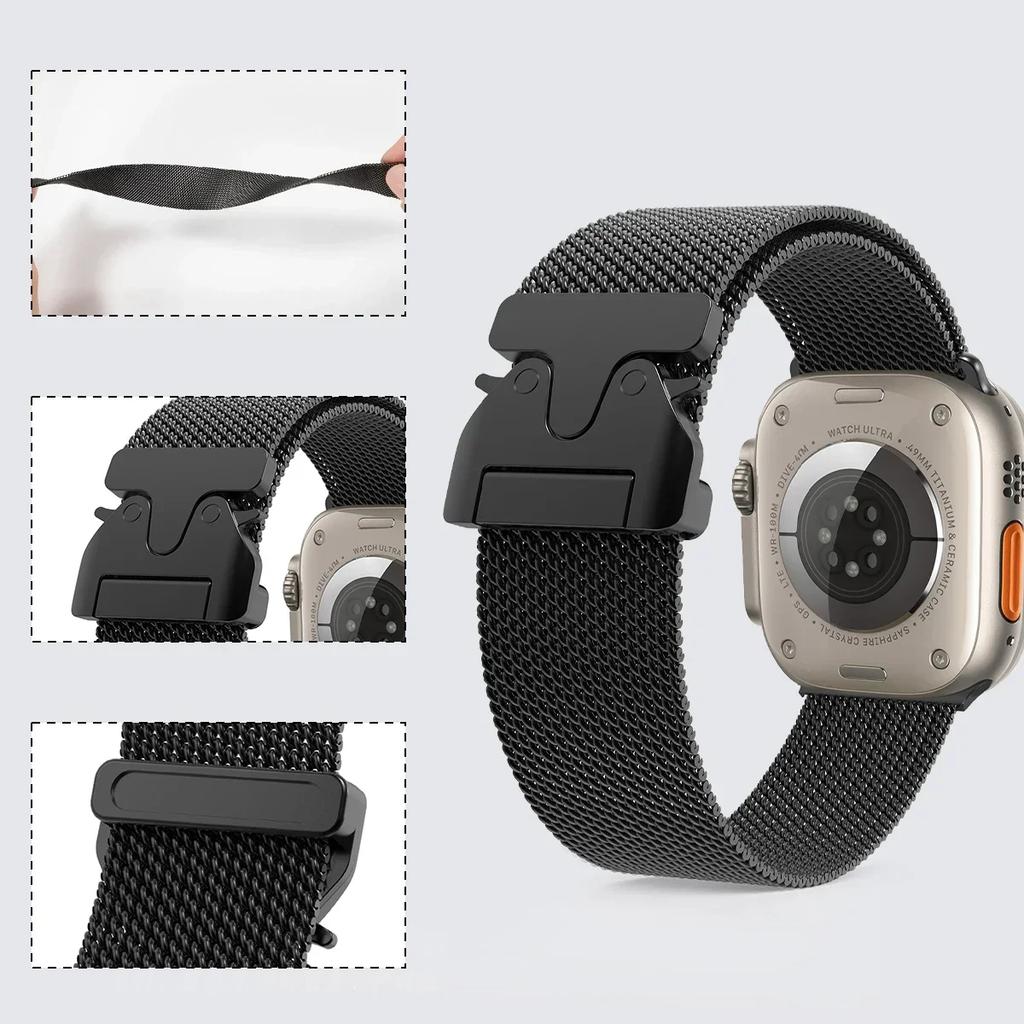 Milanese Loop strap For Apple watch 10 9 8 7 41 45mm Ultra/2 49mm Men's Women's Metal Band For iWatch 6543SE 44 40 42mm Belt