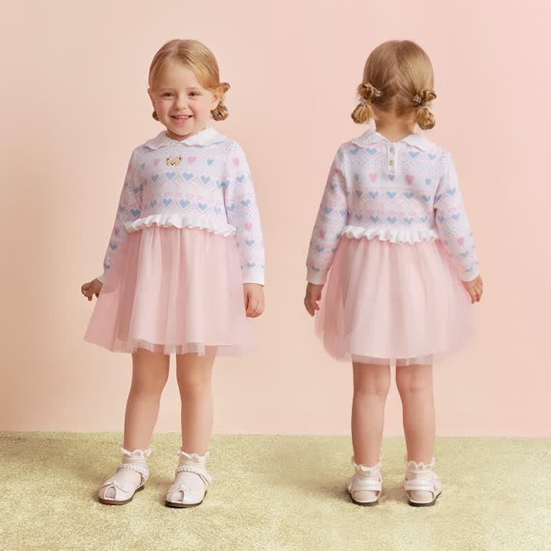 PawinPaw Cartoon Bear Mesh Knit Dress for Girls