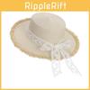 French Sweet Bowknot Straw Hat With Large Brim For Summer Beach Vacation Sun Protection