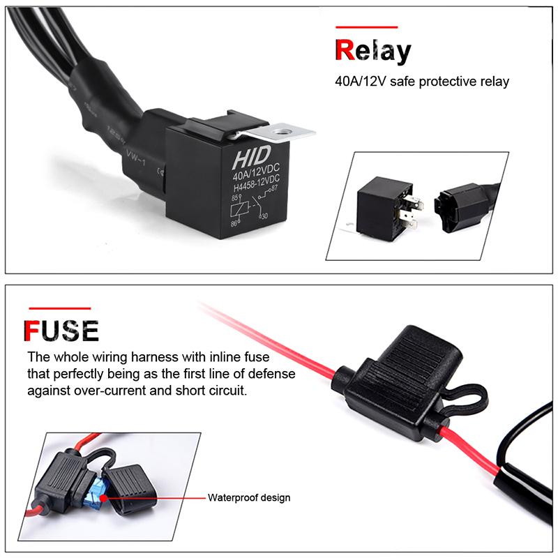 12V 1.6M/2.2M Motorcycle Wiring Relay Harness Switch For LED Spotlight Fog Light With Fuse Electric On Off Switch Cable 2 Wires
