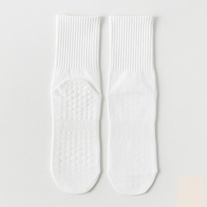 High Quality Spring Women Cotton Medium Non-Slip Silicone Indoor Fitness Pilates Yoga Breathable Knitted Sports Socks Crew