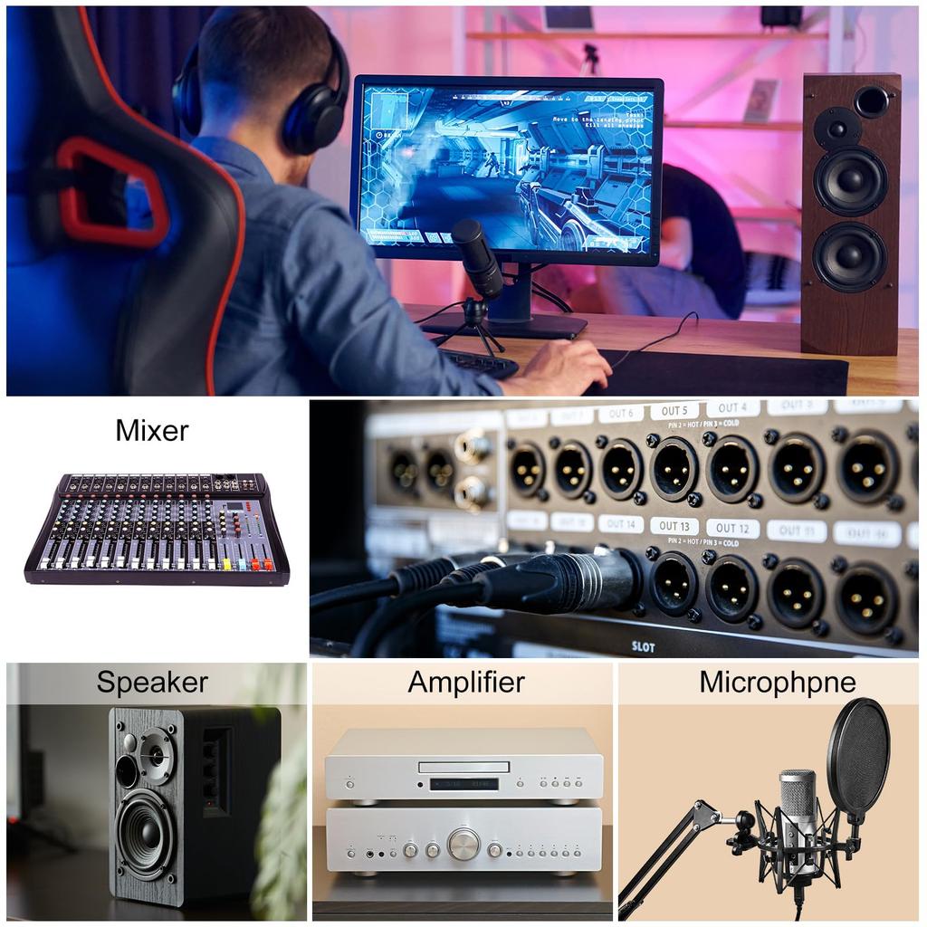 PATIKIL 6.35mm TRS To XLR Male Patch Cable, 10ft 22AWG Nylon Braided Microphone Cable, 6.35mm To 3-Pin XLR Speaker Patch Cable for Microphone Mixer,