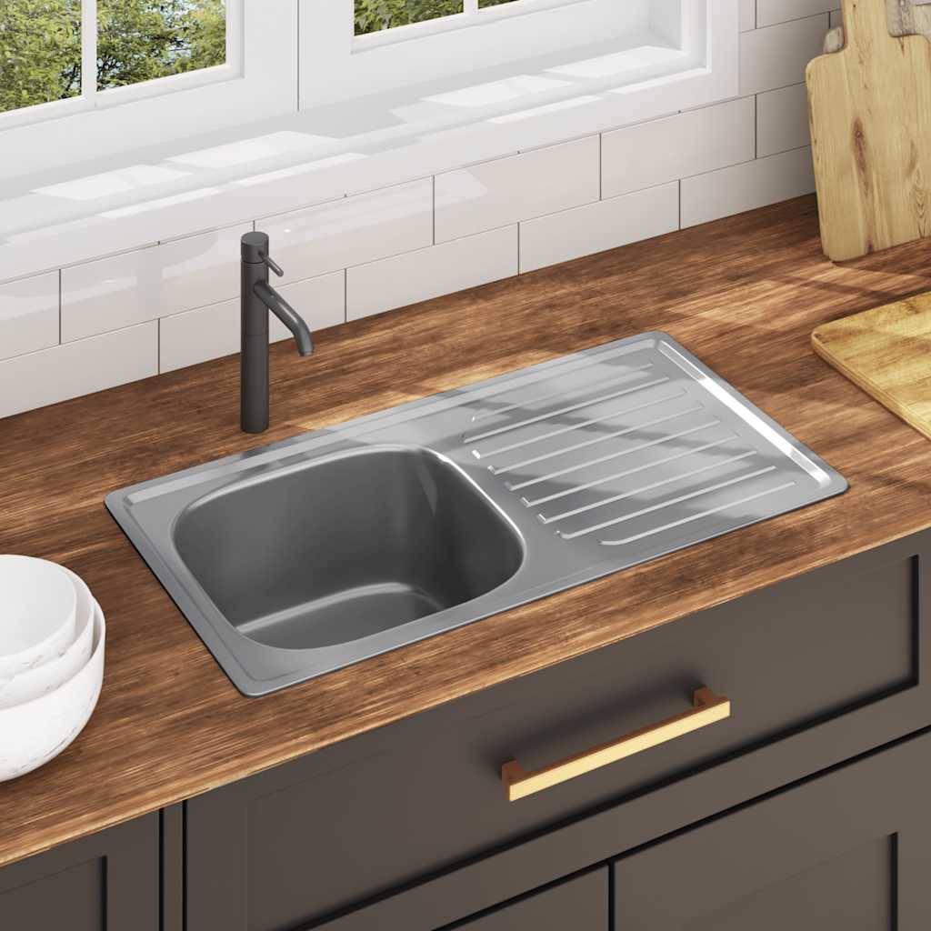 Built In Sink with Strainer and Siphon Stainless Steel
