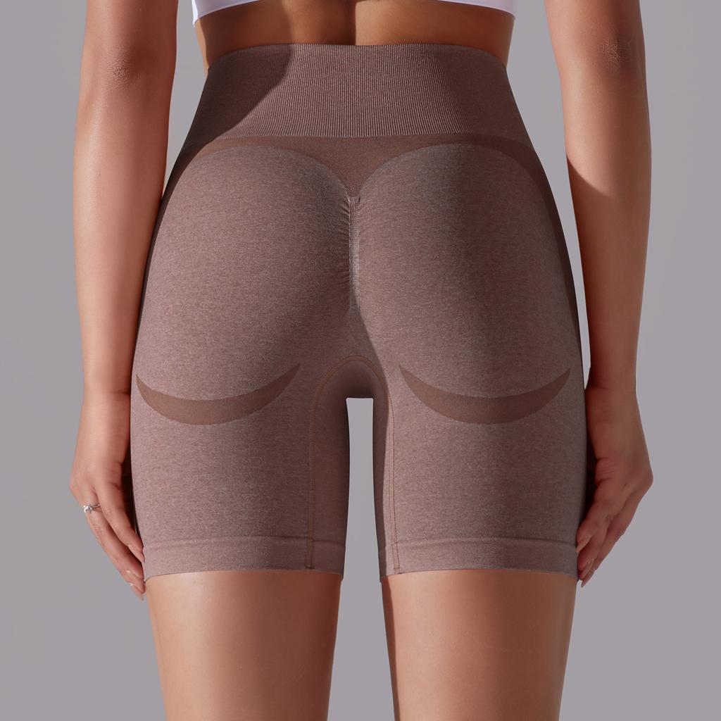 Seamless Belly Tuck Peach Butt Skinny Smile Pants Sports Yoga Pants High Waist Jacquard Fitness Shorts Women