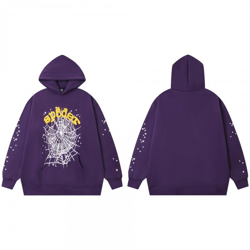 Mens Oversized Hooded Sweatshirt With Spiderweb Foam Print Cotton Fleece-Lined