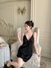 Suspender nightdress women's summer with chest pad ice silk sexy women's loungewear high-end simulation silk pajamas skirt women
