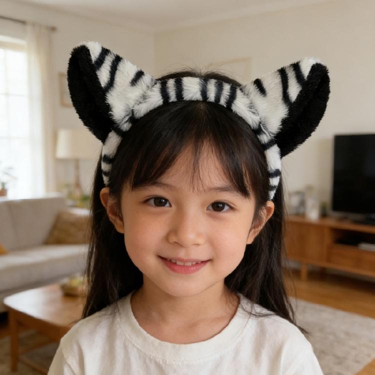 Halloween Animal Fancy Costume Kit Accessories Zebras Costume Set with Zebras Ears Headband Bowtie Tail 1/3Pcs
