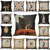 Halloween Owl Cushion Cover Cotton Linen Pillow Case With Pumpkin Pattern And Invisible Zipper For Sofa Home Decor