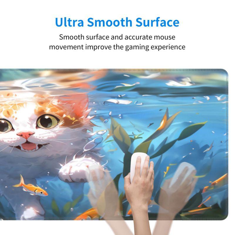 Cute Cat Natural Rubber Laptop Carpet XXL Mice Pad Custom HD Large Home keyboardpad MousePad 80x30CM Lock Edge Large Mousepad
