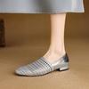 Fashion Women's new spring and summer genuine leather cowhide hollow woven fabric hollow breathable low heel Oxford single shoe